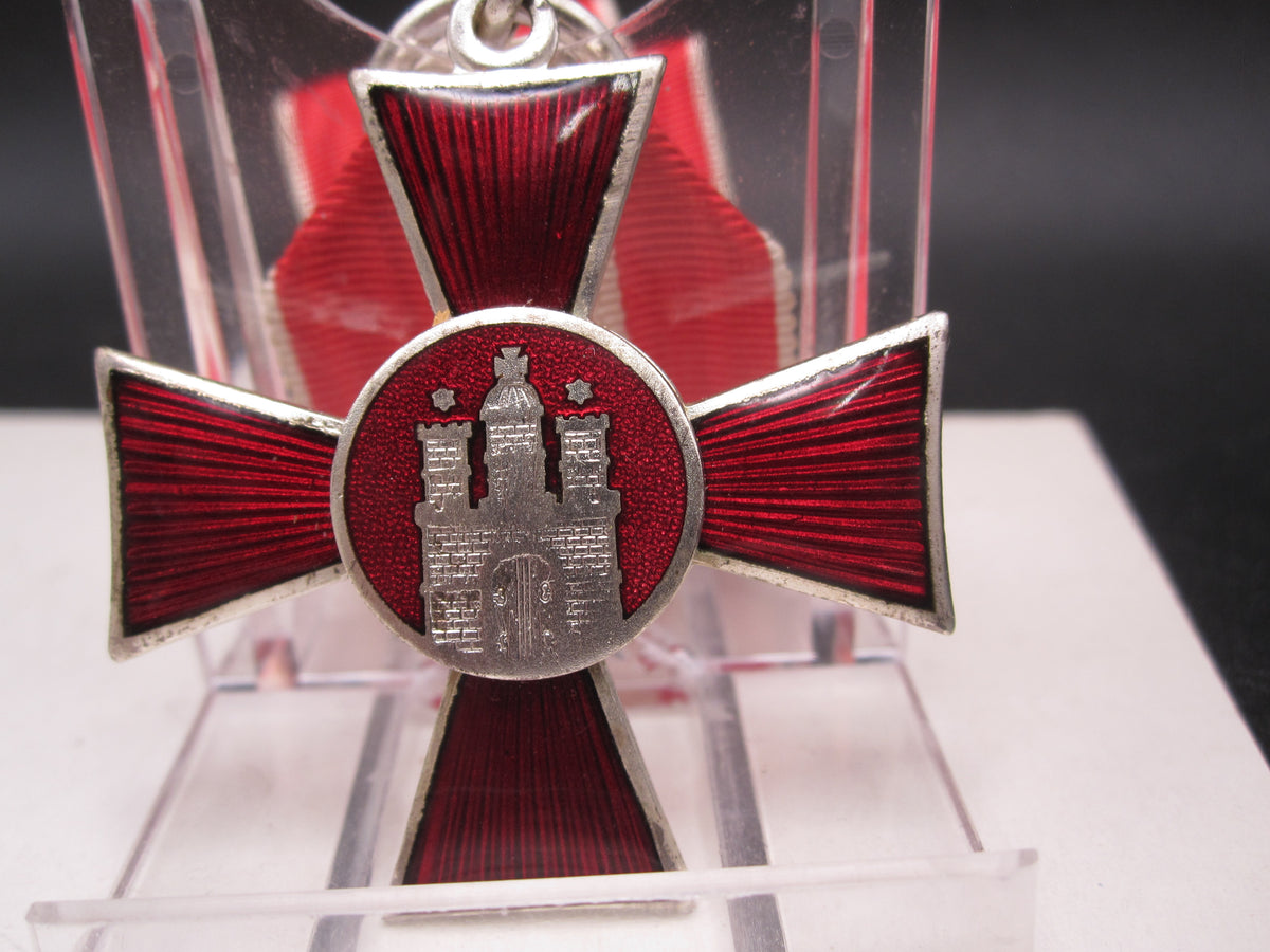 Original Orden Hamburger Hanseatenkreuz mit Miniatur &amp; Verleihungsschachtel