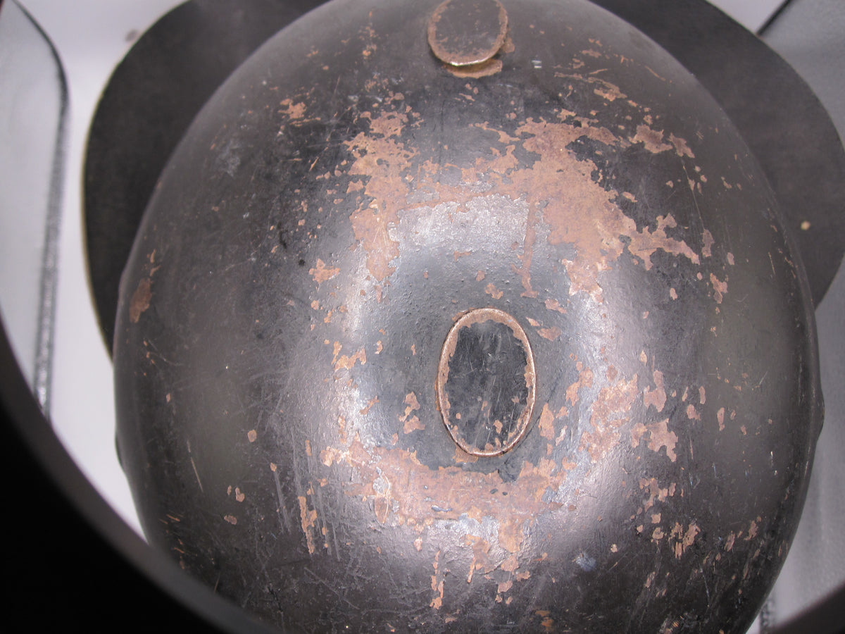 Originaler Luftschutzhelm Stahlhelm M34 Feuerwehr mit Nackenschutz / Seltene Variante