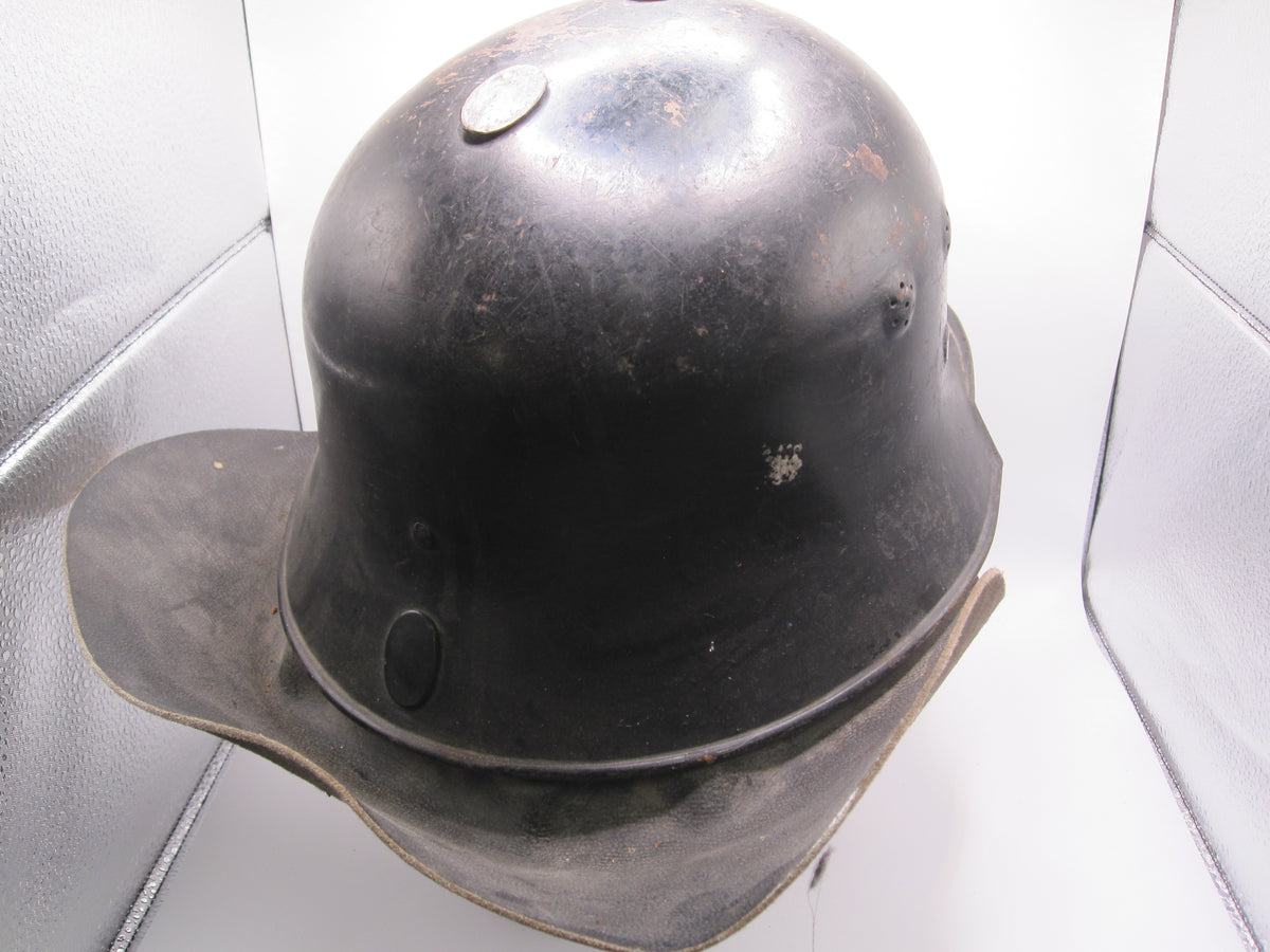 Originaler Luftschutzhelm Stahlhelm M34 Feuerwehr mit Nackenschutz / Seltene Variante