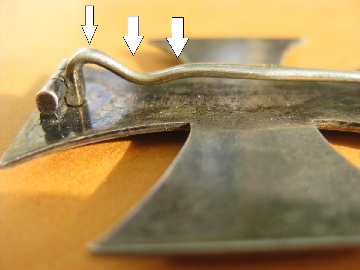 Eisernes Kreuz 1.Klasse 1914 (EK1/14) aus SILBER hier: EXTREM SELTENE VARIANTE mit QUERNADEL!!!