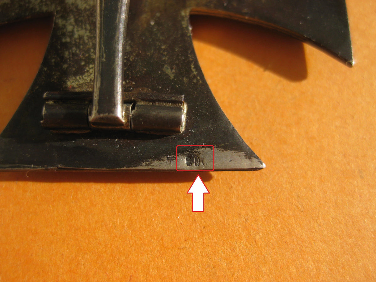 Eisernes Kreuz 1.Klasse 1914 (EK1/14) EXTREM SELTENE VARIANTE mit Punzen &quot;A&quot; &amp; &quot;800&quot; Mint Condition