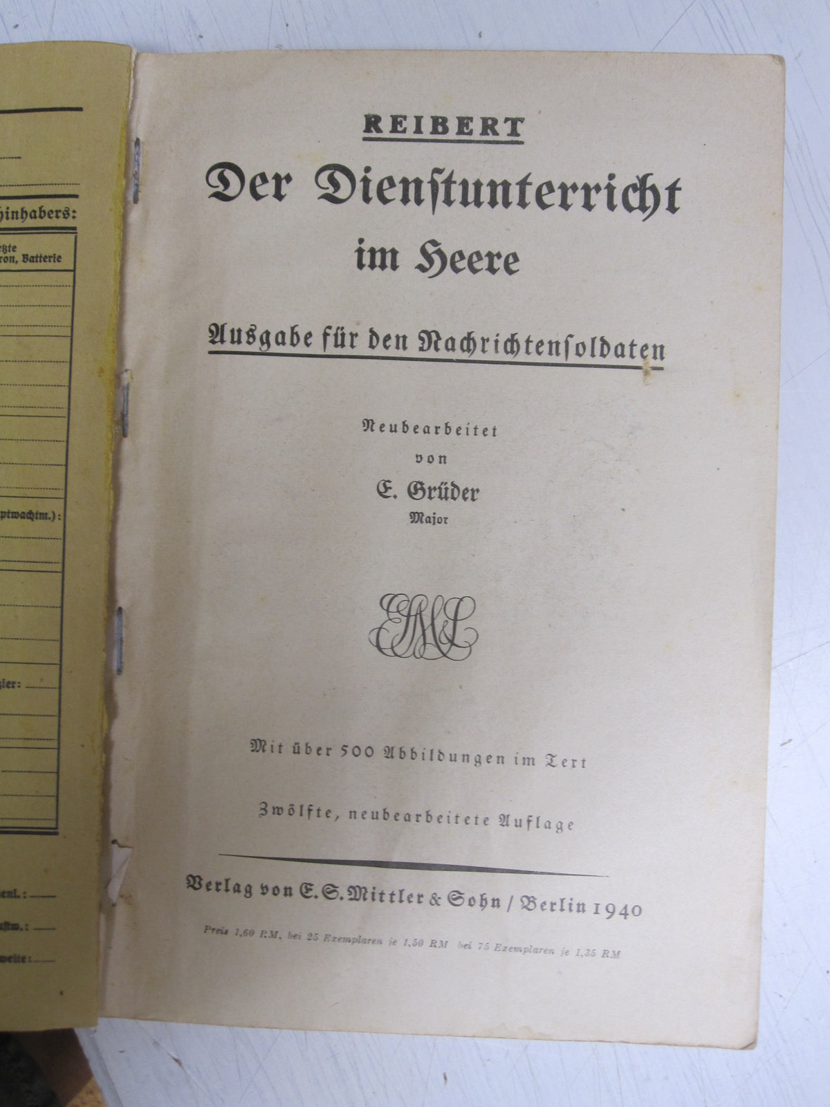 REIBERT Der Dienstunterricht im Heere 1940