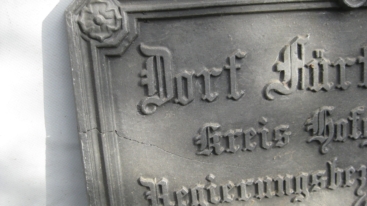 100% alt und Original: Großes Ortsschild / Metallschild einer Garnison Hessen-Cassel !!!!