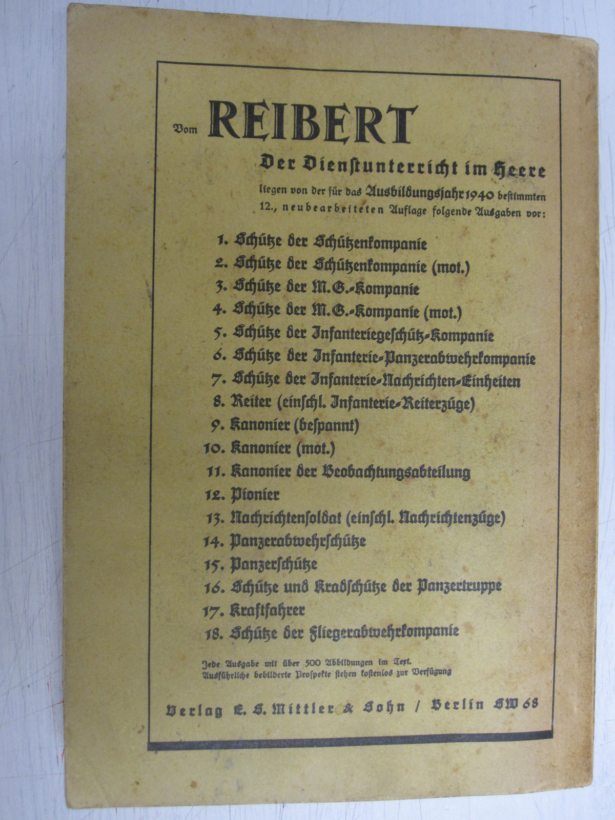 REIBERT Der Dienstunterricht im Heere 1940
