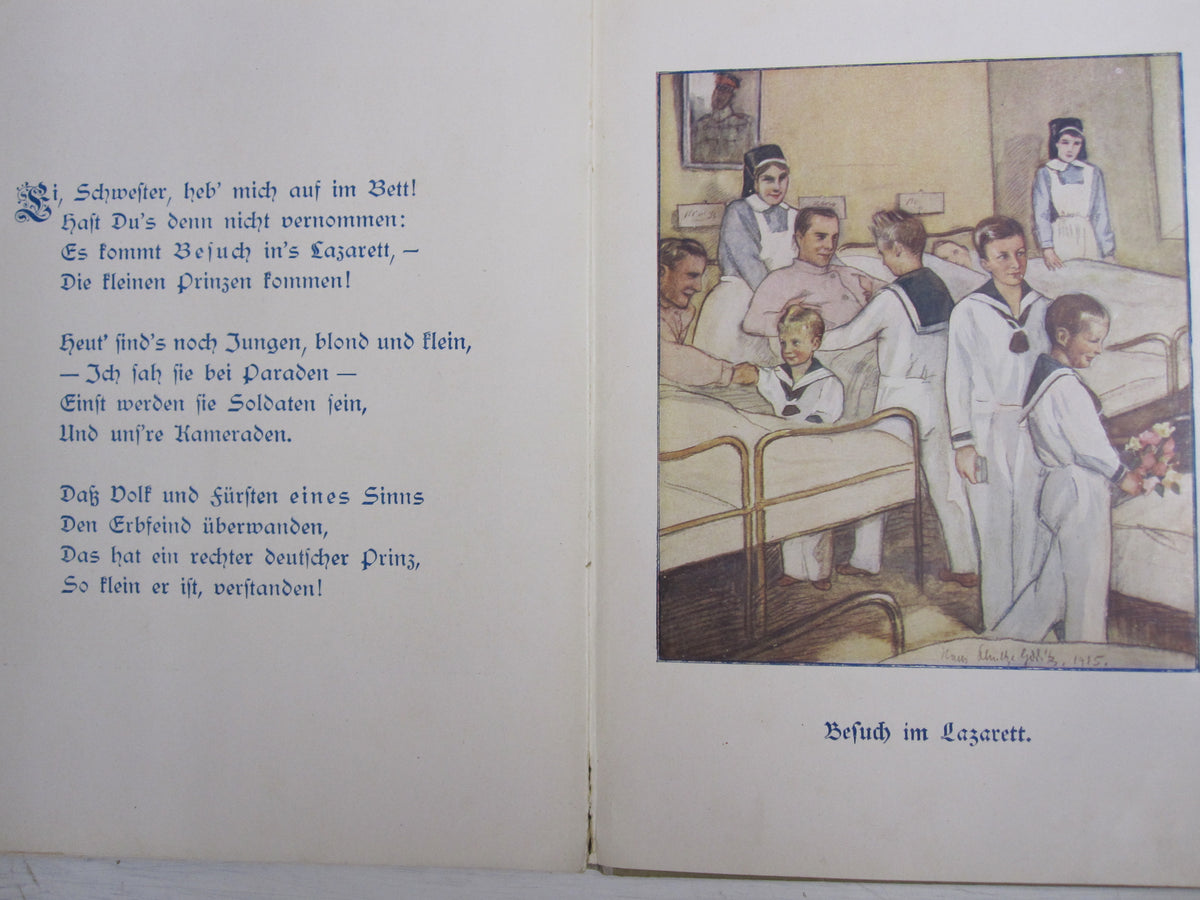 Vater ist im Kriege ein illustriertes Bilderbuch für Kinder aus Grosser Zeit um 1915