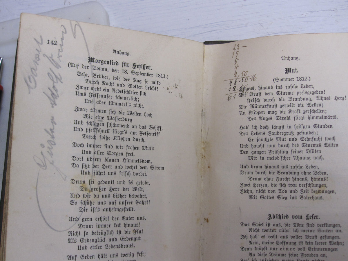 Buch Theodor Körner mit Einlegeblatt: BÜCHEREI FÜR KRIEGSGEFANGENE !