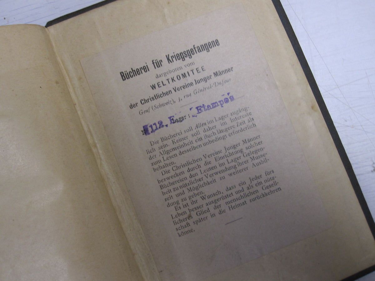 Buch Theodor Körner mit Einlegeblatt: BÜCHEREI FÜR KRIEGSGEFANGENE !