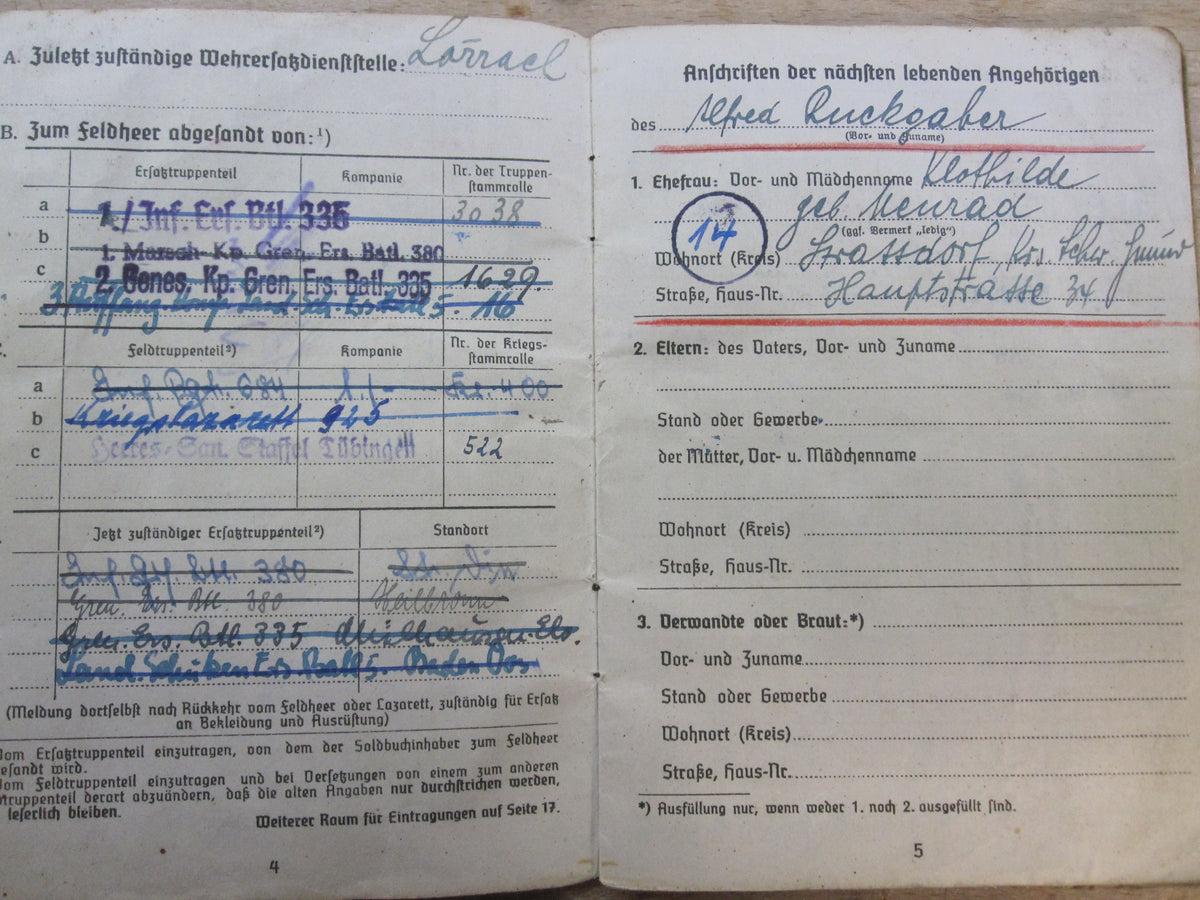 H.W.  -  -   Soldbuch Wehrmacht Heer Schwäbisch-Gmünd