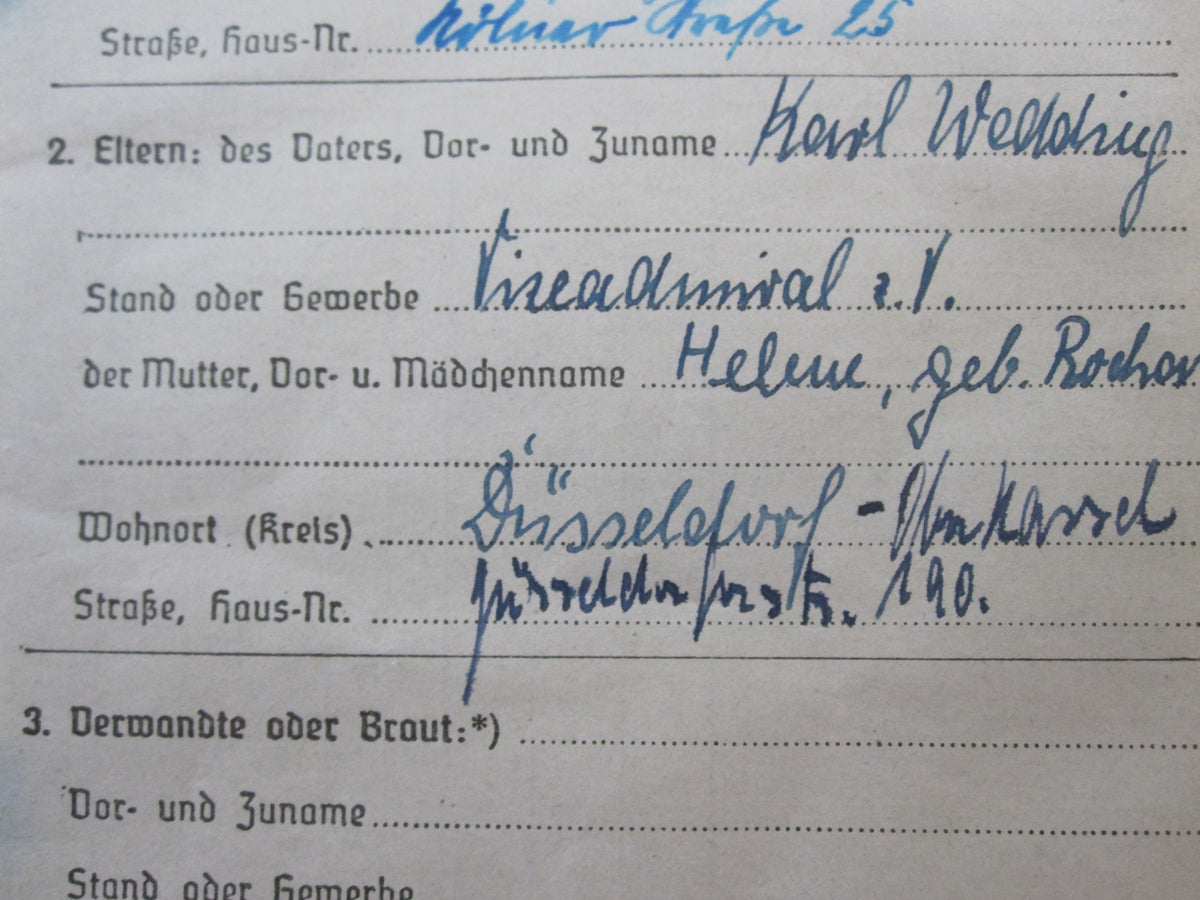 H.W.   Soldbuch Kriegsmarine Kapitänleutnant U-Bootwaffe