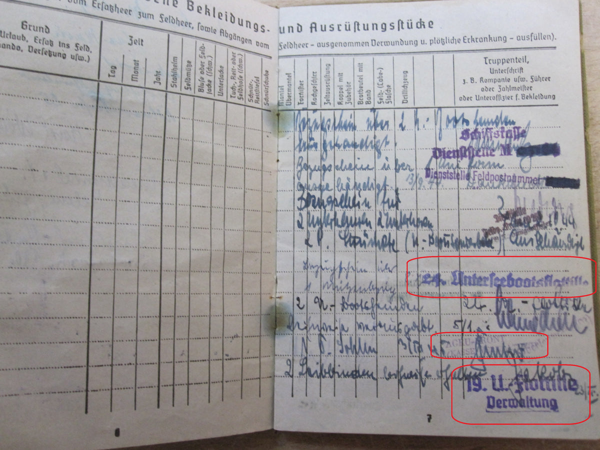 H.W.   Soldbuch Kriegsmarine Kapitänleutnant U-Bootwaffe