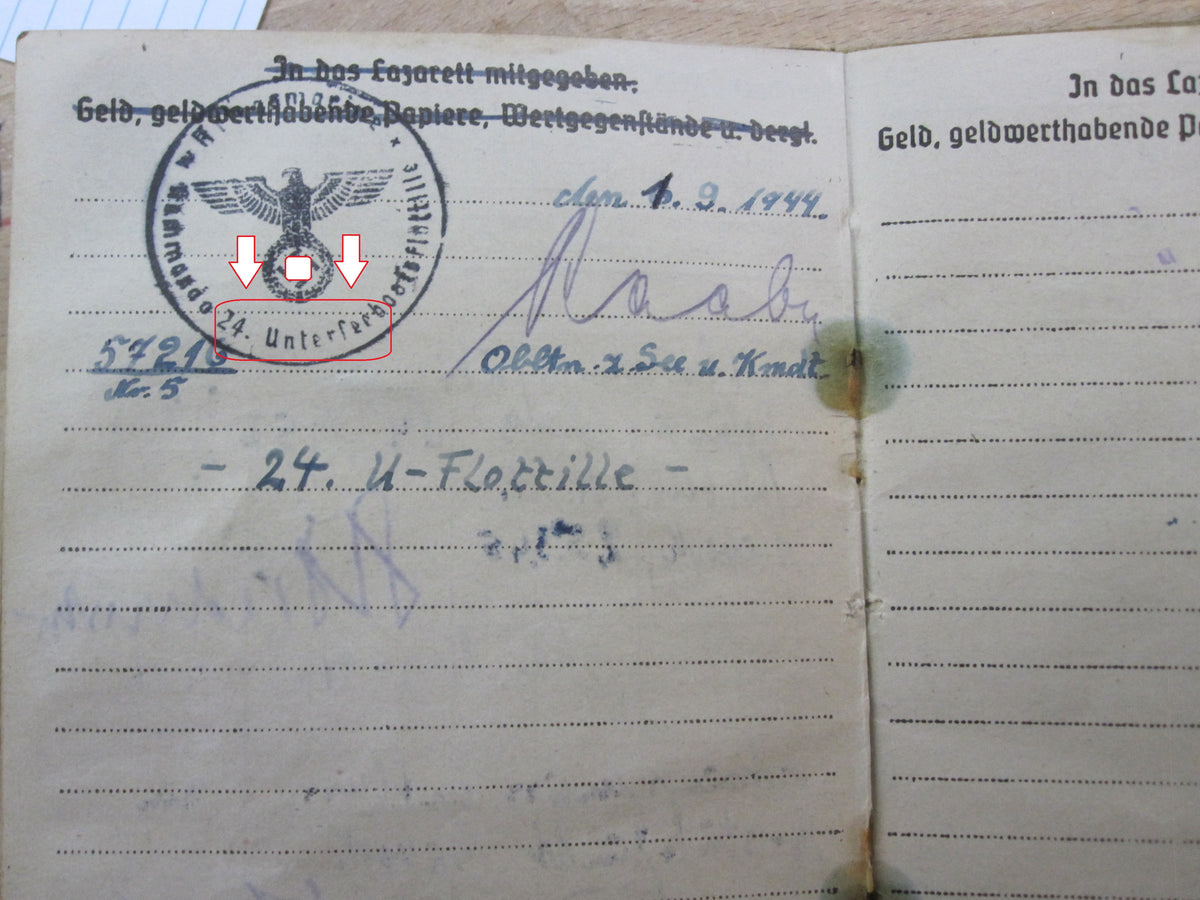 H.W.   Soldbuch Kriegsmarine Kapitänleutnant U-Bootwaffe