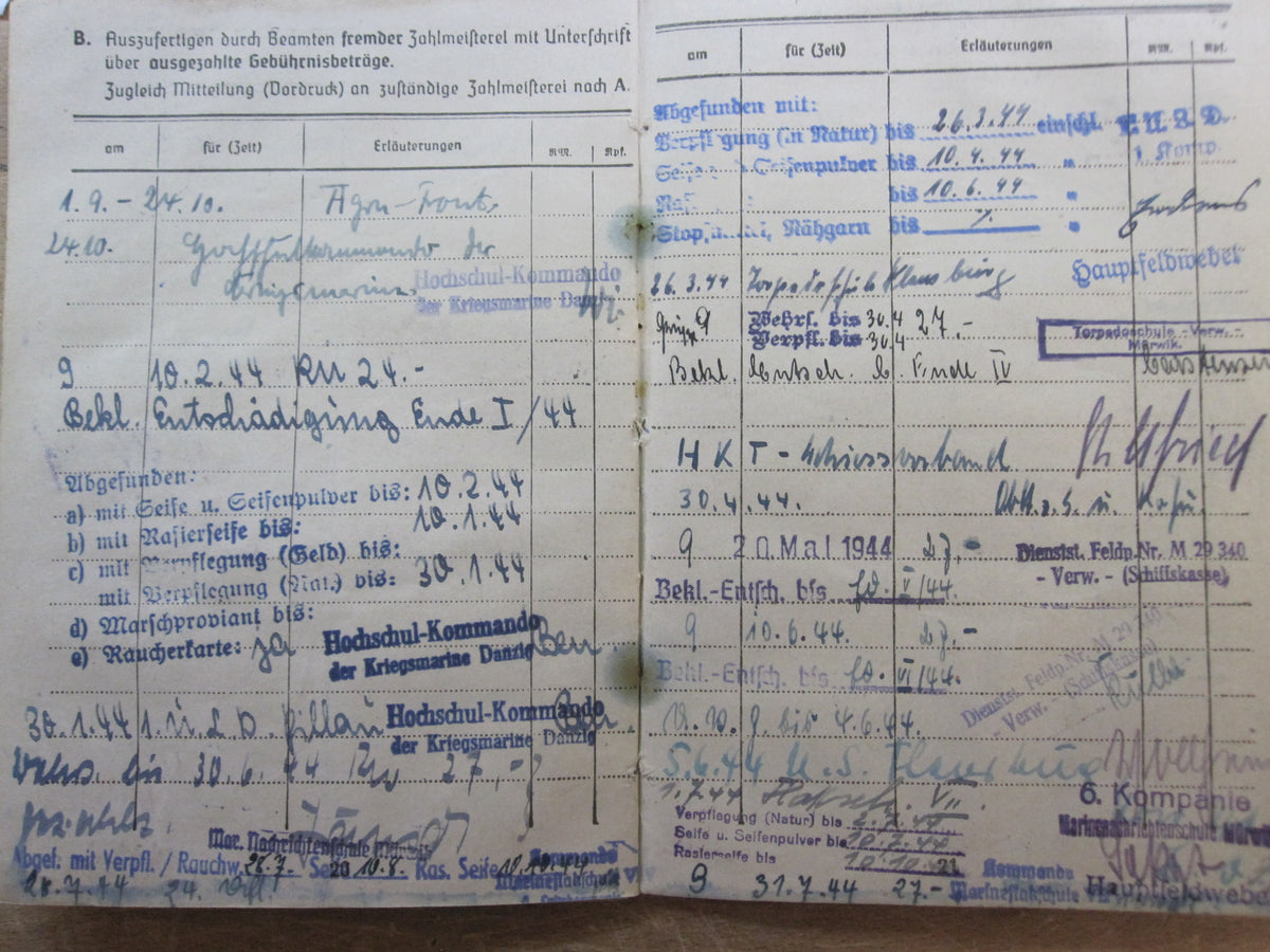 H.W.   Soldbuch Kriegsmarine Kapitänleutnant U-Bootwaffe
