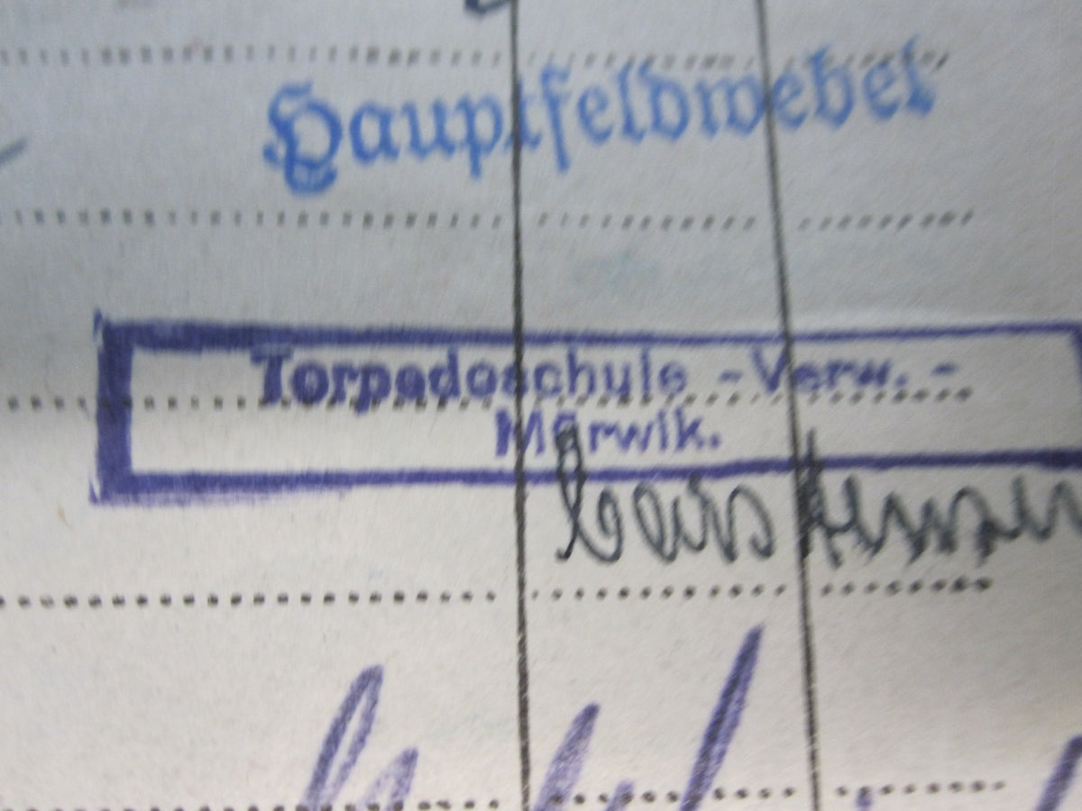 H.W.   Soldbuch Kriegsmarine Kapitänleutnant U-Bootwaffe
