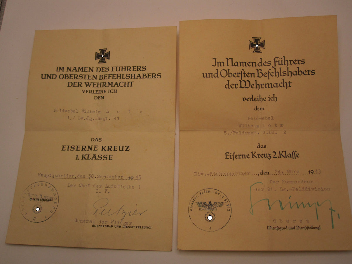 Verleihungsurkunden Luftwaffe Ärmelband Afrika Erdkampfabzeichen Gauleitung NSDAP -  MÜNCHEN etc etc