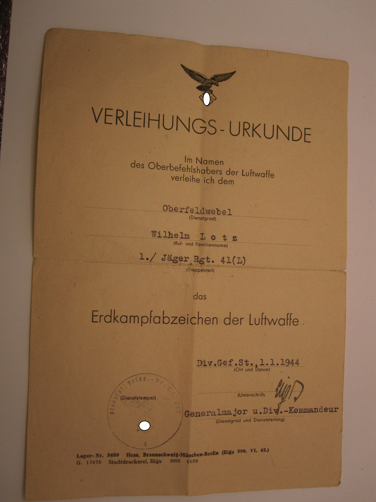 Verleihungsurkunden Luftwaffe Ärmelband Afrika Erdkampfabzeichen Gauleitung NSDAP -  MÜNCHEN etc etc