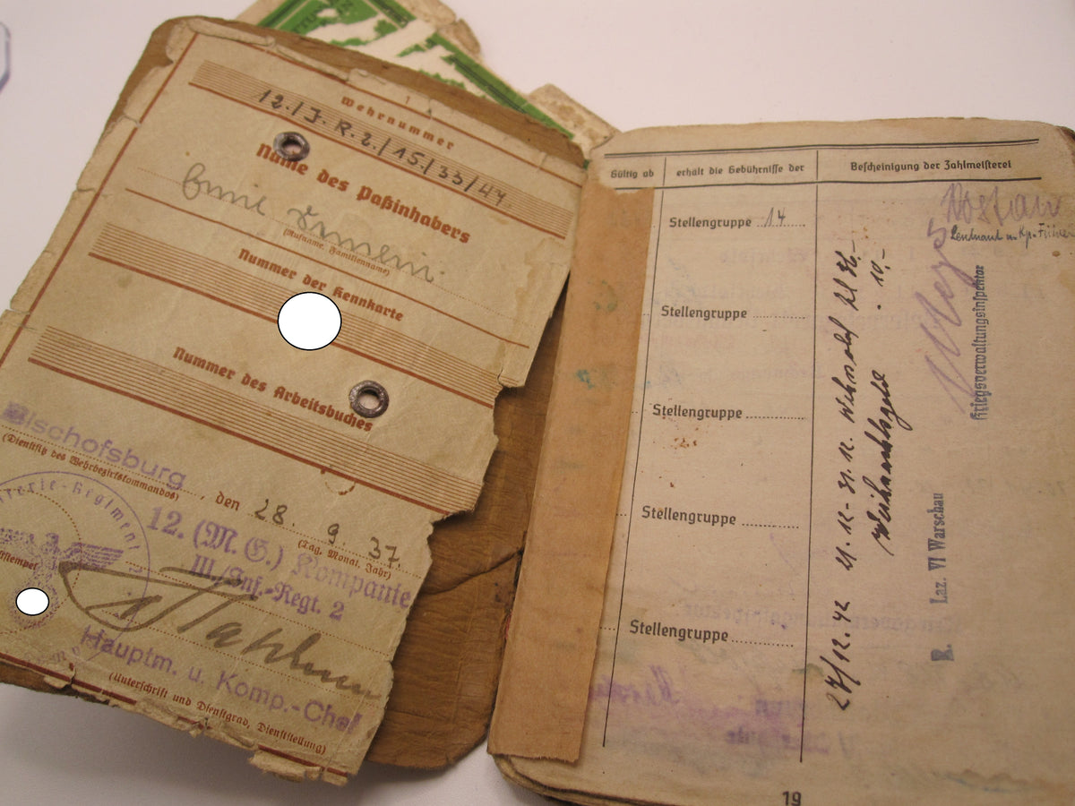 Soldbuch Panzerkampfabzeichen Bischofsburg / Meiningen