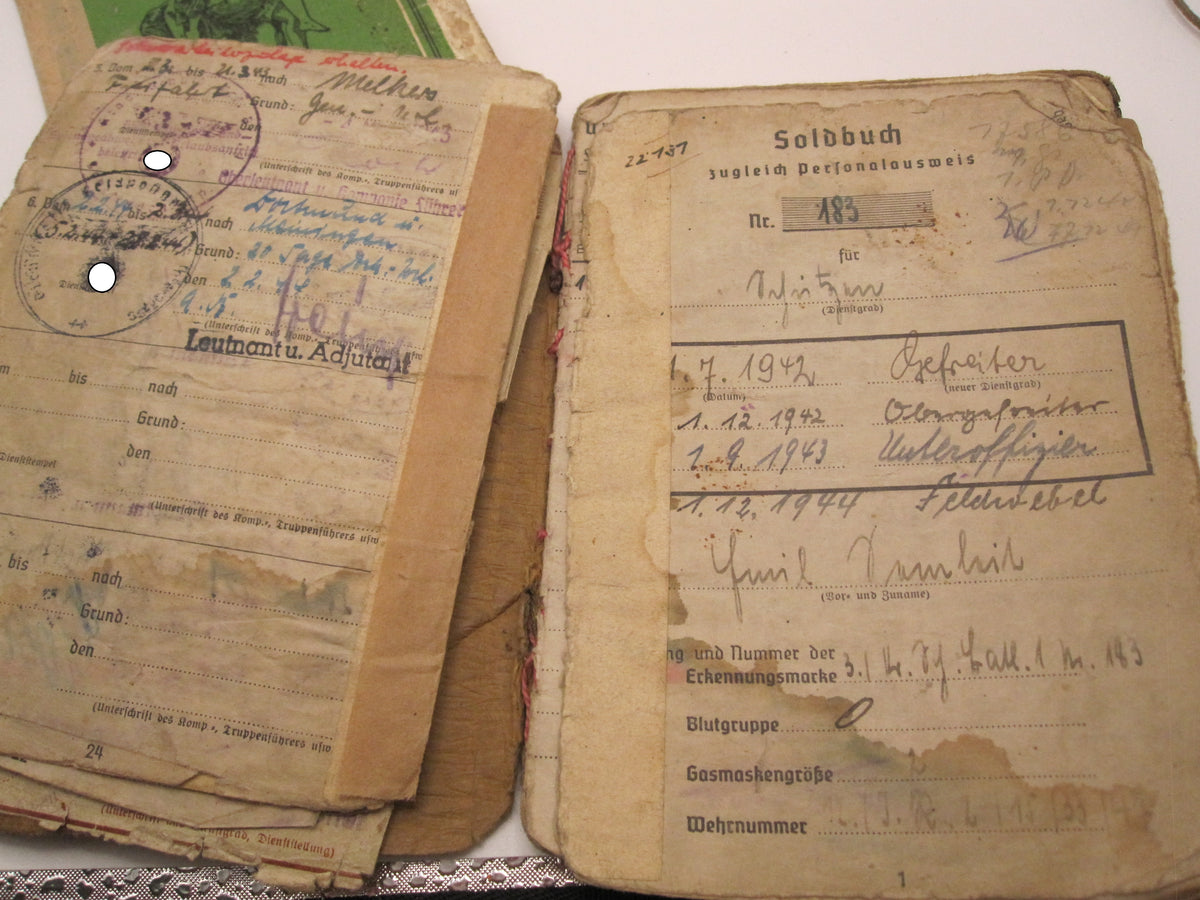 Soldbuch Panzerkampfabzeichen Bischofsburg / Meiningen