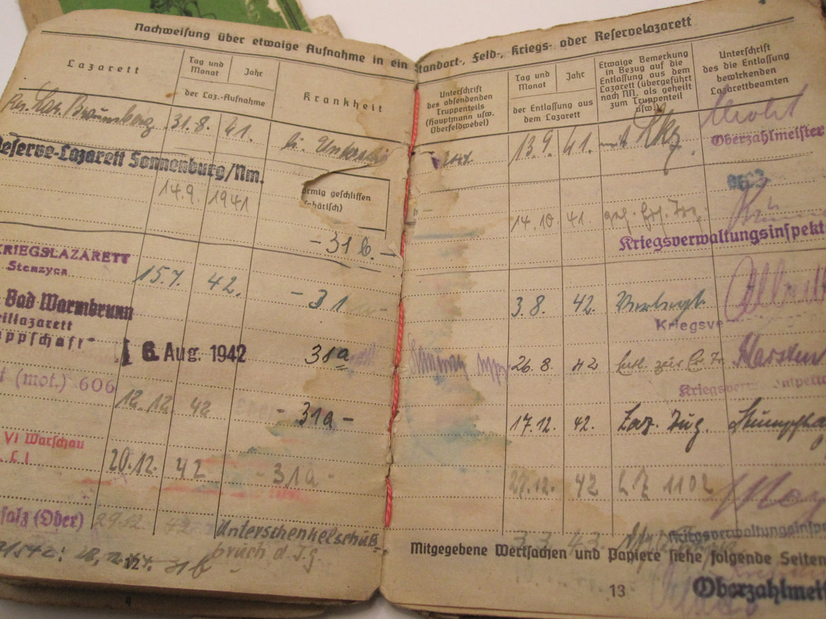 Soldbuch Panzerkampfabzeichen Bischofsburg / Meiningen