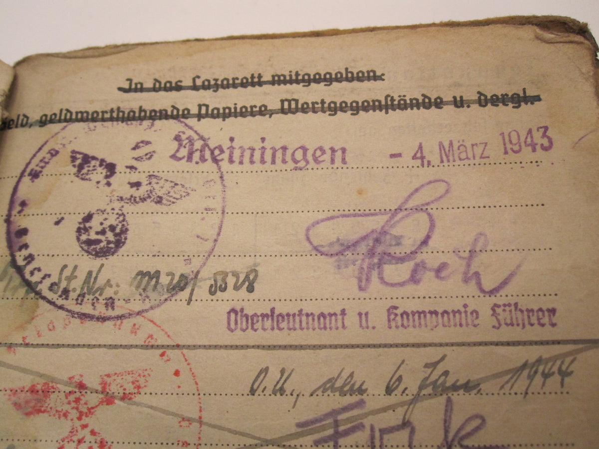 Soldbuch Panzerkampfabzeichen Bischofsburg / Meiningen