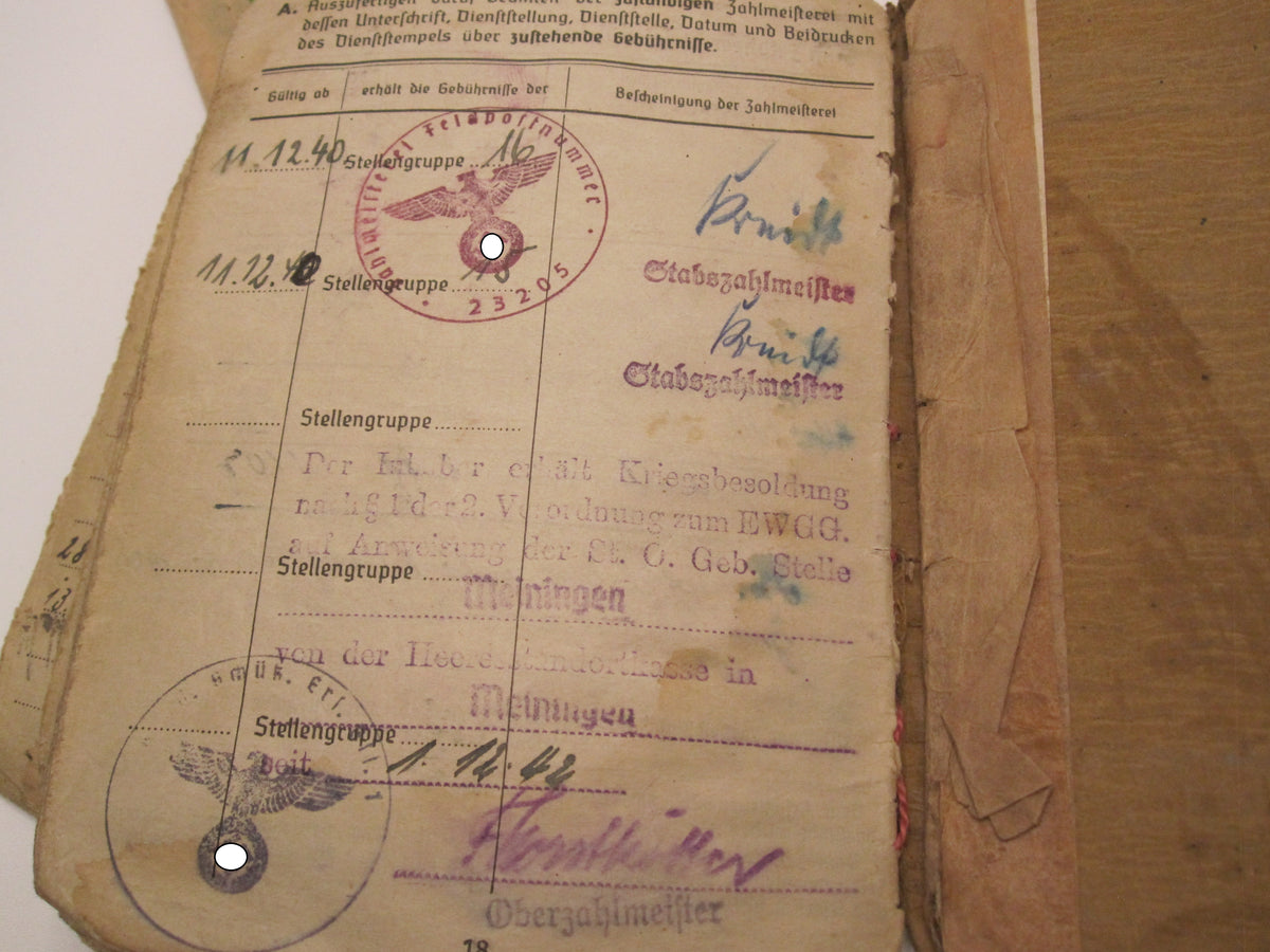 Soldbuch Panzerkampfabzeichen Bischofsburg / Meiningen