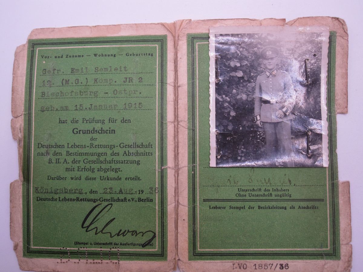 Soldbuch Panzerkampfabzeichen Bischofsburg / Meiningen