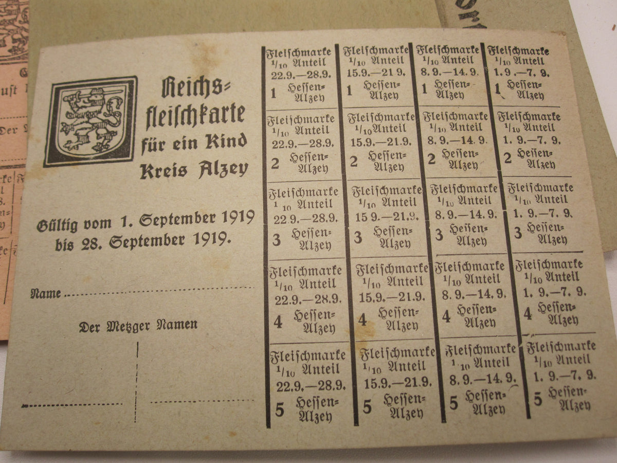 Papier - Nachlass Großherzogtum Hessen 1. Weltkrieg ALZEY Gau Odernheim am Glan