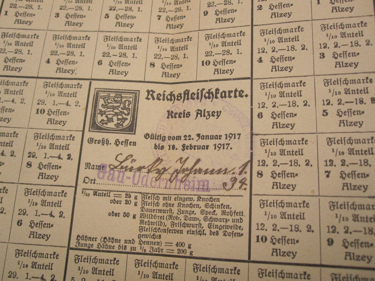 Papier - Nachlass Großherzogtum Hessen 1. Weltkrieg ALZEY Gau Odernheim am Glan