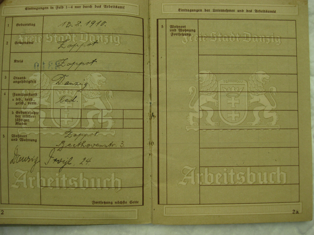 Wehrpaß / Soldbuch Wehrmacht FREIE STADT DANZIG 1.September 1939 Teilnehmer der 1. Angrifswelle!!! WESTERPLATTE SS-Heimwehr