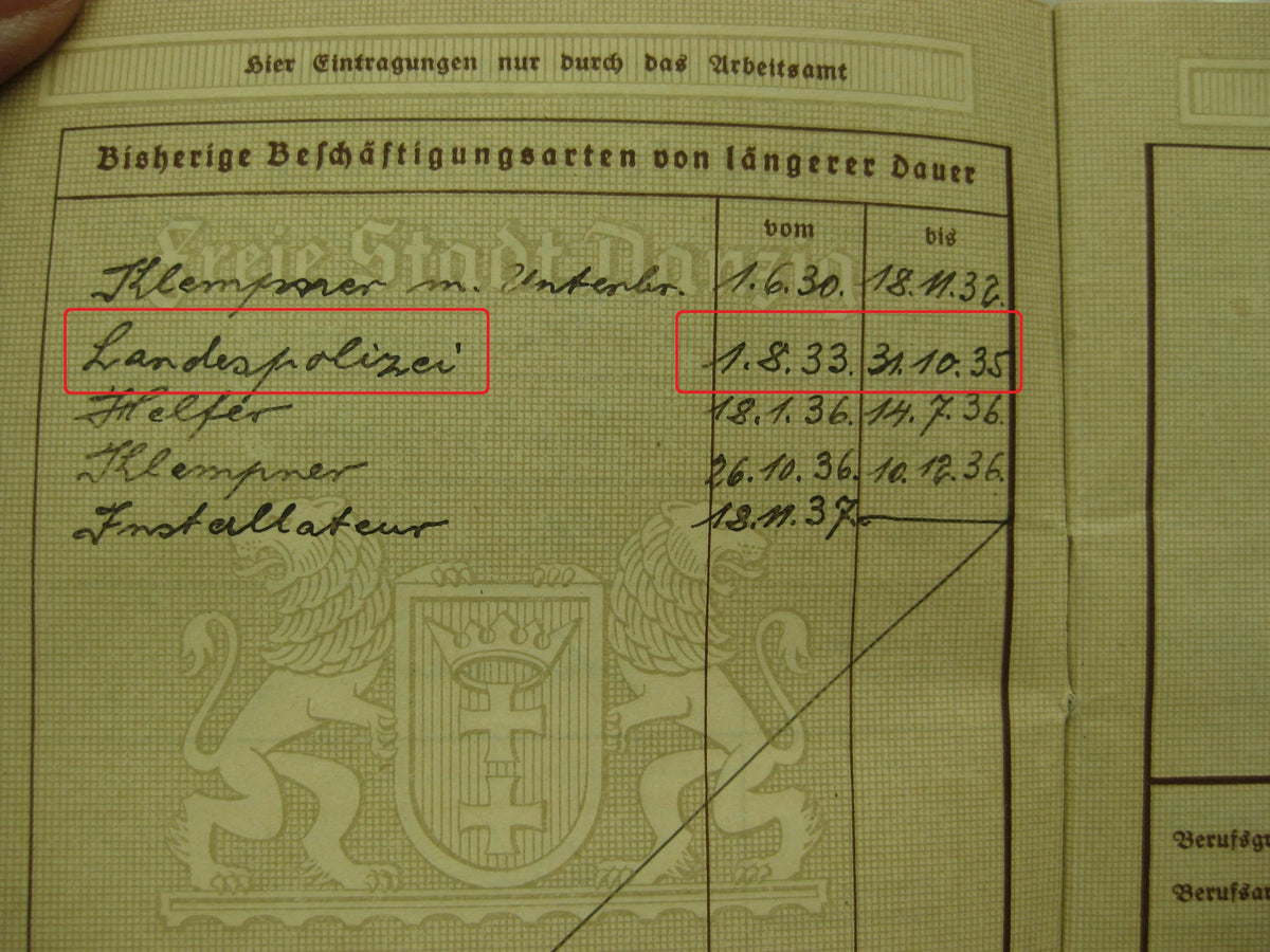 Wehrpaß / Soldbuch Wehrmacht FREIE STADT DANZIG 1.September 1939 Teilnehmer der 1. Angrifswelle!!! WESTERPLATTE SS-Heimwehr