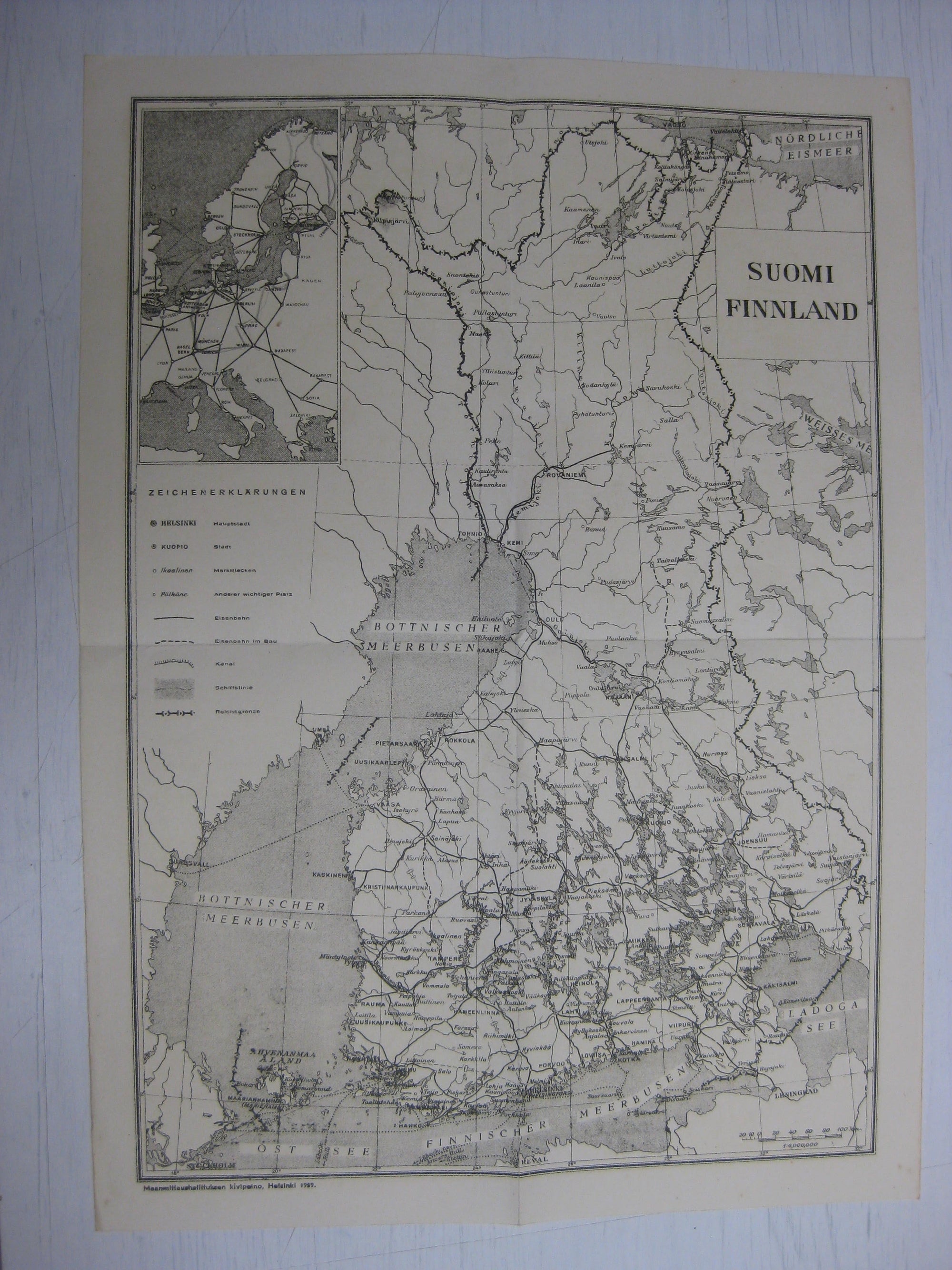 Kriegskarte Landkarte Suomi Finnland 1939