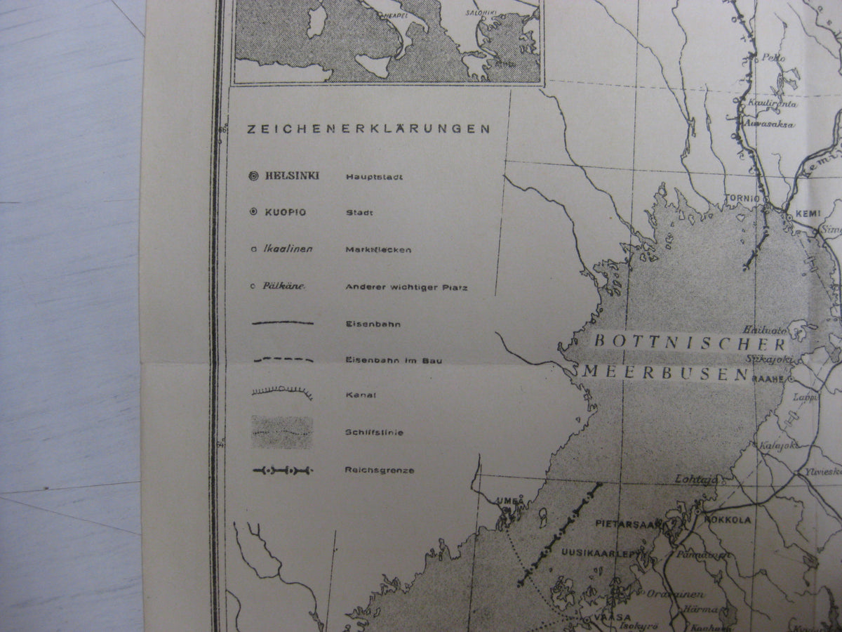 Kriegskarte Landkarte Suomi Finnland 1939