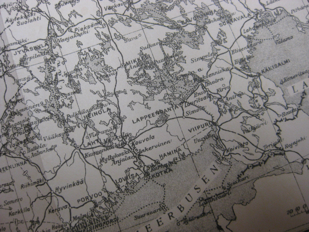 Kriegskarte Landkarte Suomi Finnland 1939