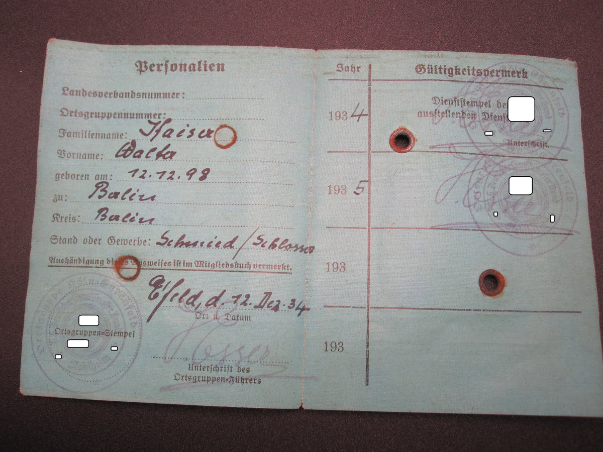 Mitgliedsbuch &amp; Personalausweis Stahlhelmbund 1931 - 1934 KÖLN