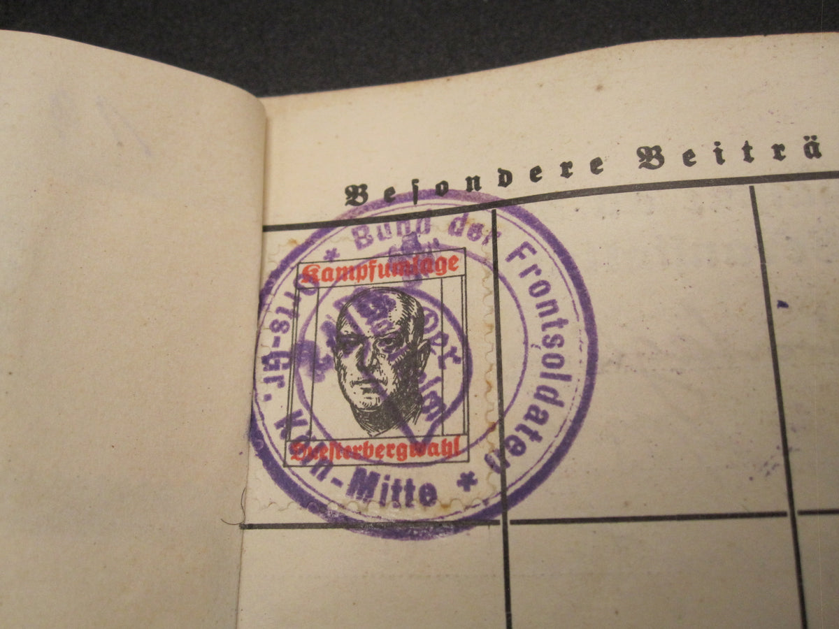 Mitgliedsbuch &amp; Personalausweis Stahlhelmbund 1931 - 1934 KÖLN