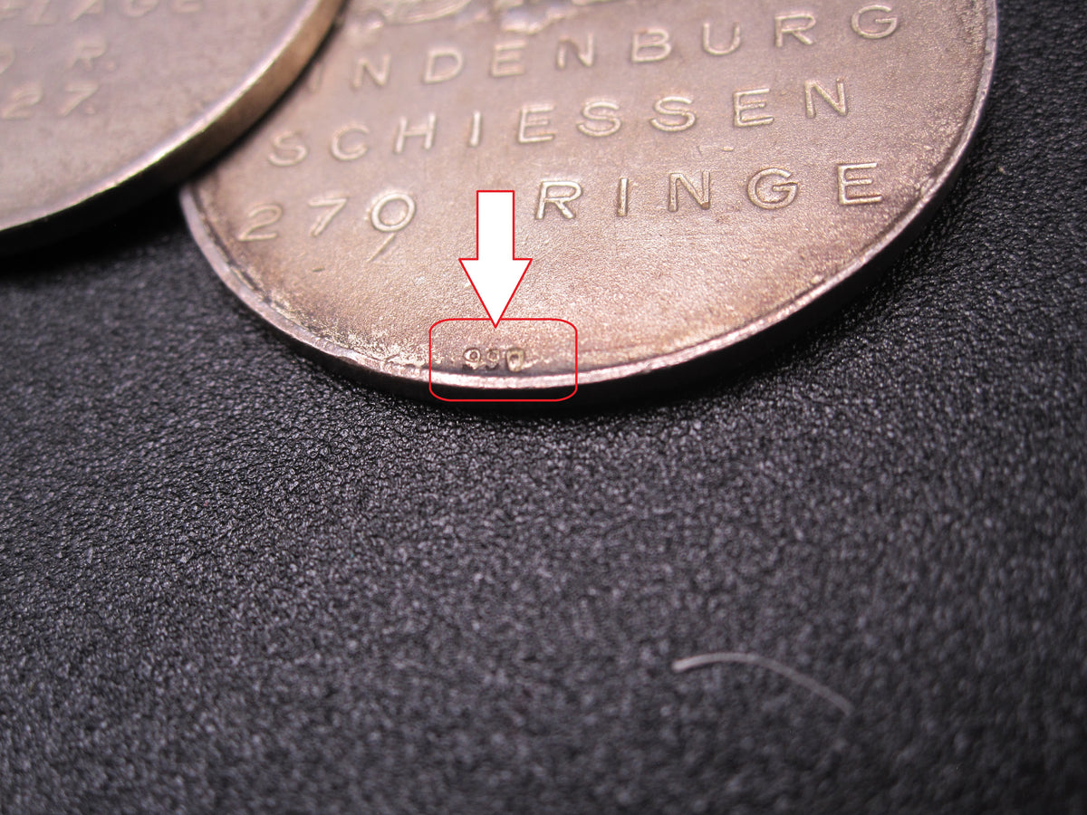 6 Alte Jagdabzeichen jagdliche Schützenorden Schützenmedaille 1927 &amp; 1928 echtes SILBER