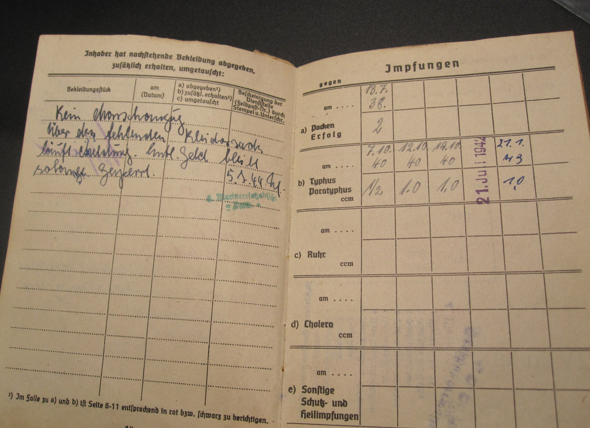 H.W.   -  -   Soldbuch Kriegsmarine Atlantikküste Zerstörer Kriegsabzeichen