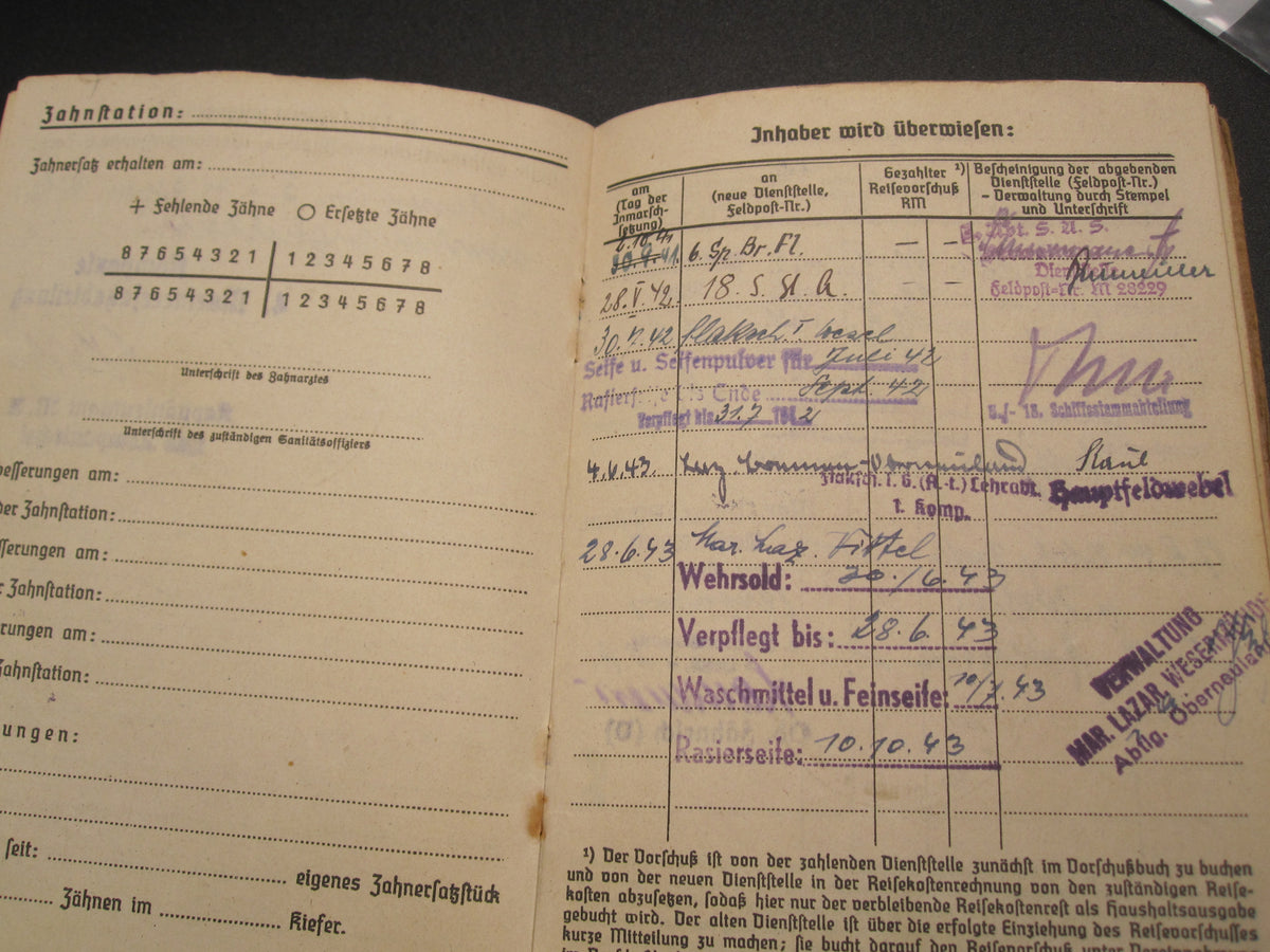 H.W.   -  -   Soldbuch Kriegsmarine Atlantikküste Zerstörer Kriegsabzeichen