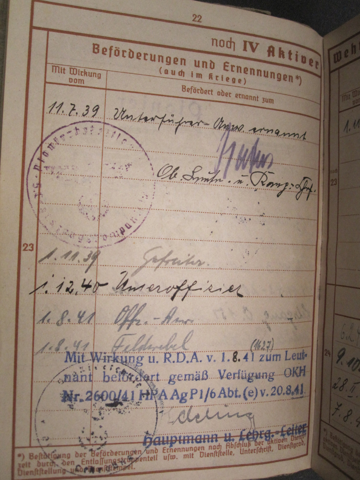 H.W.  -  -  Wehrpaß Division Feldherrnhalle