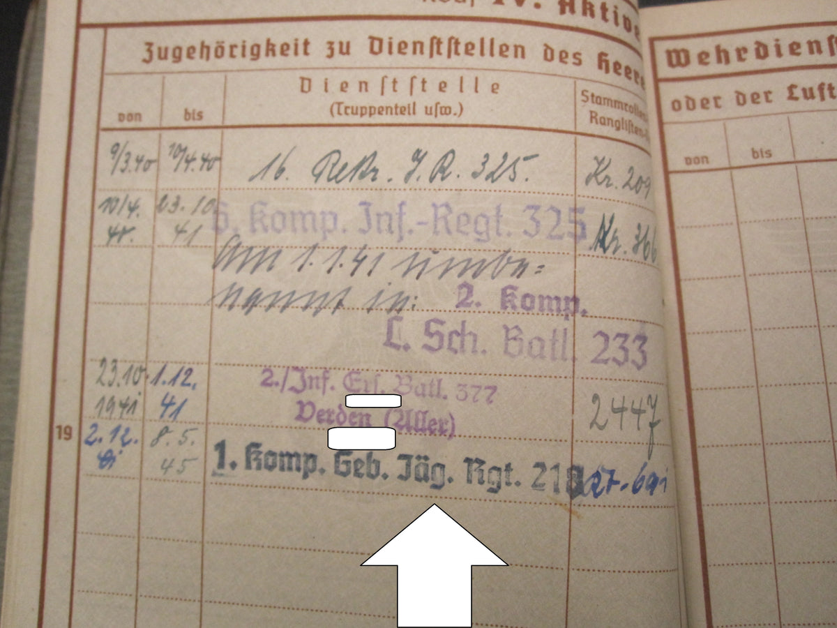 H.W.  --  - Wehrpaß Gebirgsjäger Finnland Lapplandschild