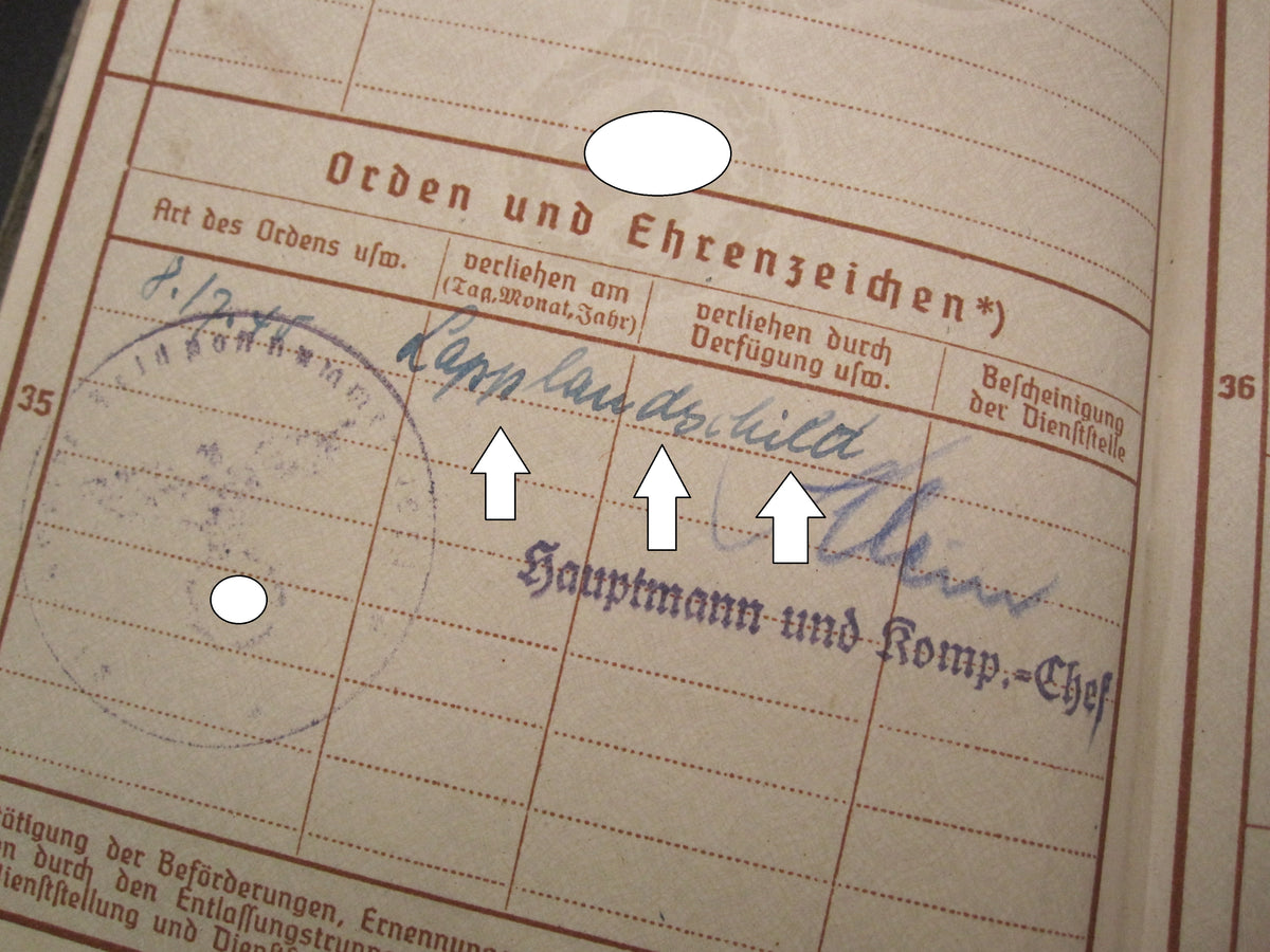 H.W.  --  - Wehrpaß Gebirgsjäger Finnland Lapplandschild