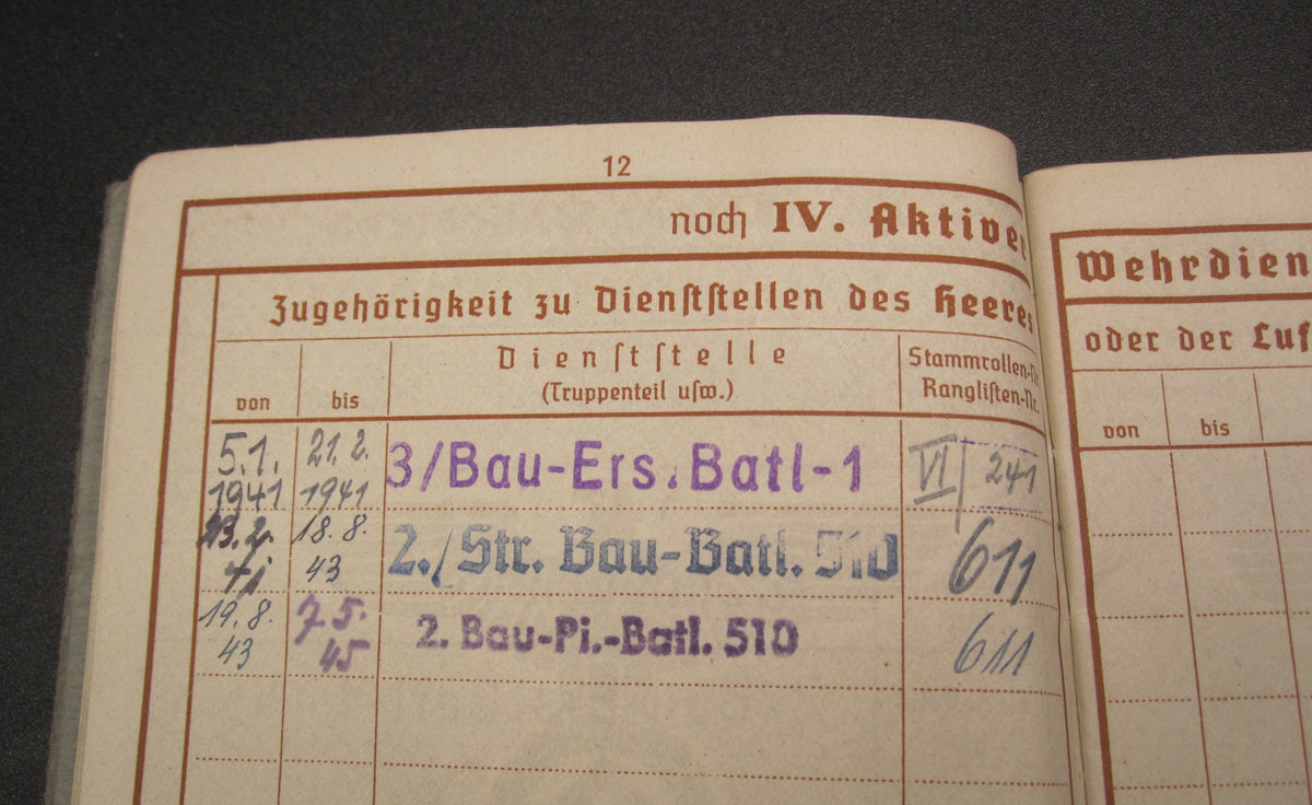 H.W.  -  -   Wehrpaß &amp; Soldbuch  KURLANDBAND