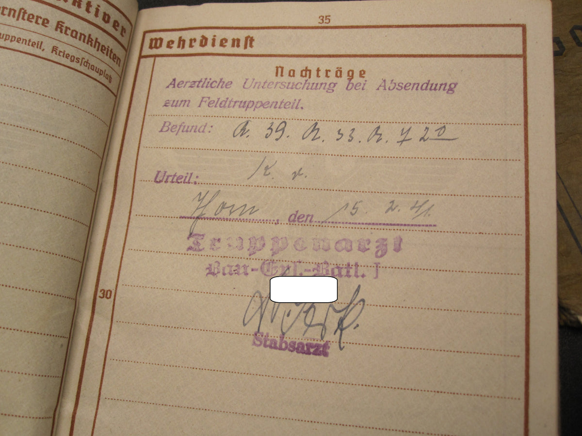 H.W.  -  -   Wehrpaß &amp; Soldbuch  KURLANDBAND