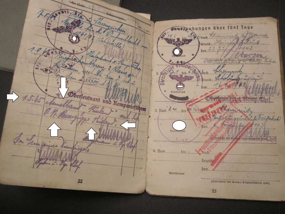 H.W.  -  -   Wehrpaß &amp; Soldbuch  KURLANDBAND