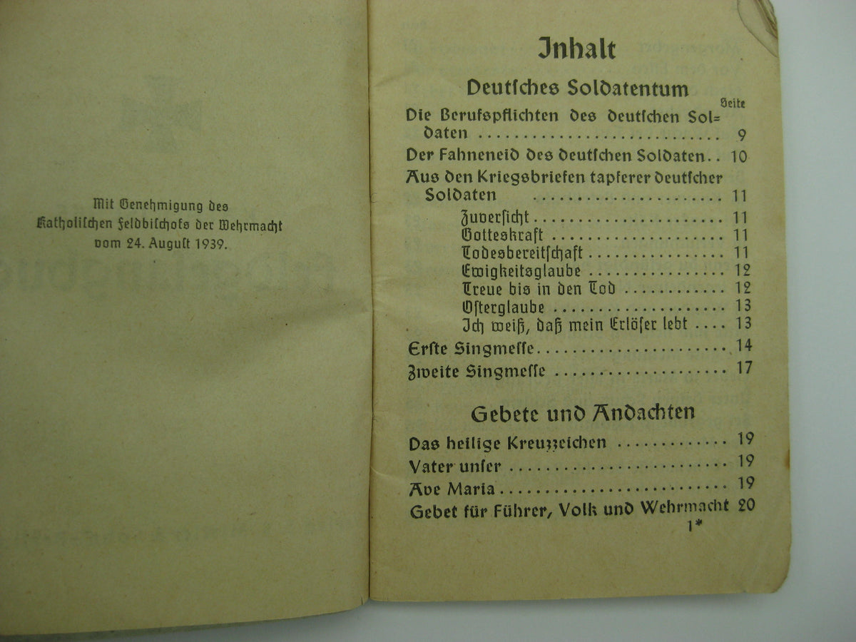 Katholisches Feldgesangbuch Deutschland 2.Weltkrieg 3.Reich