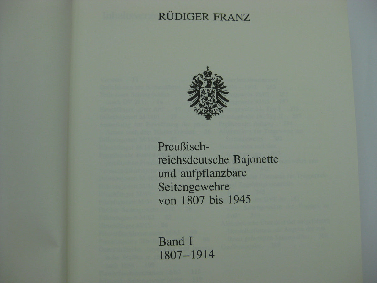 Blankwaffenkatalog Buch Preußisch-deutsche Seitengewehre 1807 - 1945 Band1