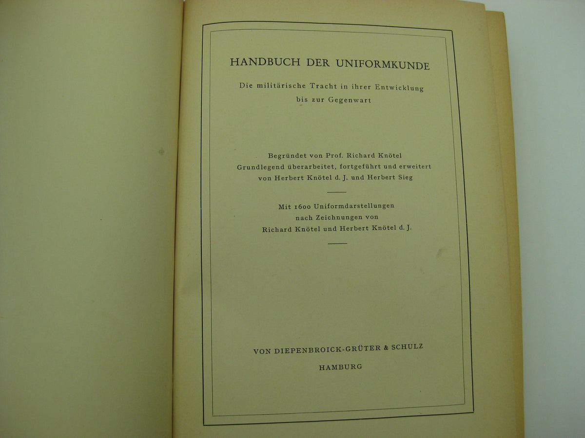 Buch Knötel - Sieg Handbuch der Uniformkunde 1937