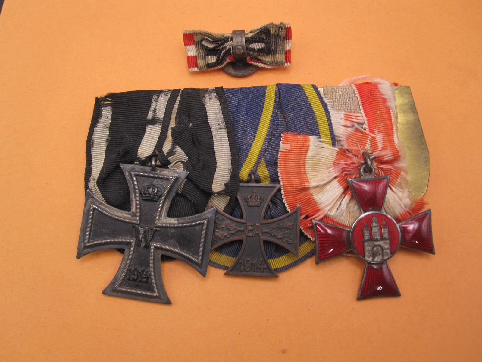 3er  Ordensspange Eisernes Kreuz 2.Klasse 1914 , Ernst August Kreuz Braunschweig & hamburger Hanseatenkreuz