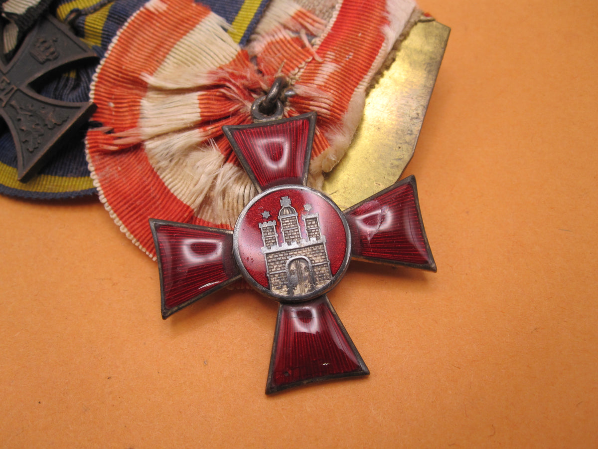 3er  Ordensspange Eisernes Kreuz 2.Klasse 1914 , Ernst August Kreuz Braunschweig &amp; hamburger Hanseatenkreuz