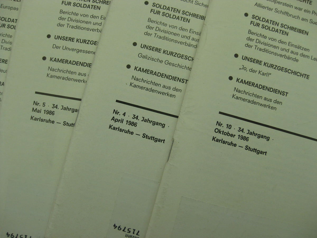 10x Heft Sonderheft Zeitschrift ALTE KAMERADEN von 1986