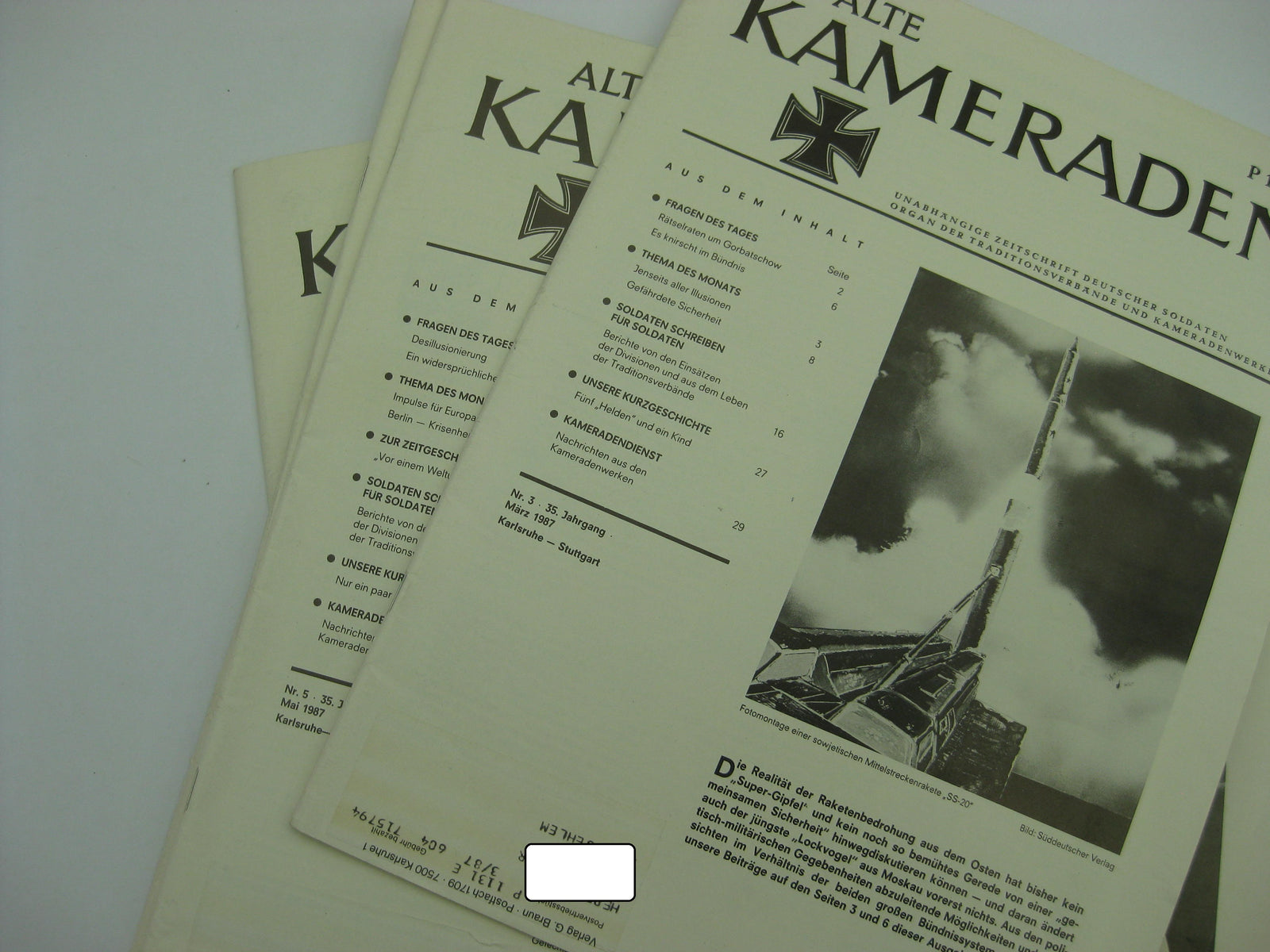 7x Heft Sonderheft Zeitschrift ALTE KAMERADEN von 1987